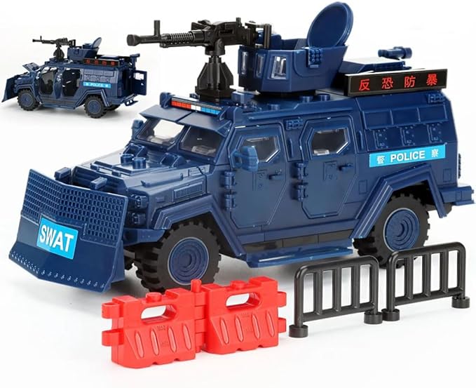 4 in 1 SWAT Armored Vehicle Building Block Building Toys for Age 8-12 Army Military Vehicle Brick Special Police Car Model Toys Gifts for Boys