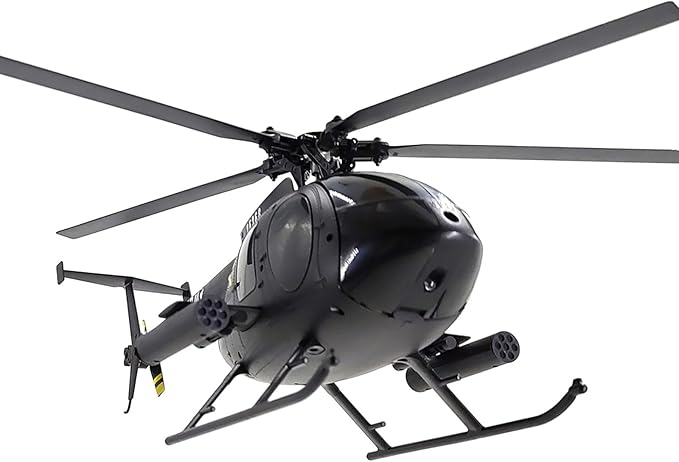 Large 335mm MD500 C189 Brushless Remote Control Helicopter Add Optical Flow Positioning RC Heli Aircraft 1/28 Scale Full-Function Excellent Control Aerobatics System US Military RTF Black 1-Battery