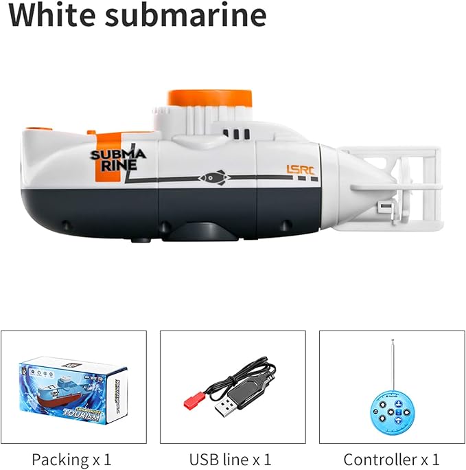 GoolRC Mini RC Submarine LSRC-SMI Remote Control Boat Waterproof Diving Toy (White)