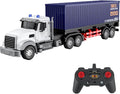 Remote Control Semi Truck with Trailer -24 Inch Semi Truck Toy for Kids1:24 Container Truck with LED Lights &amp Music Great Gift for Boys Girls