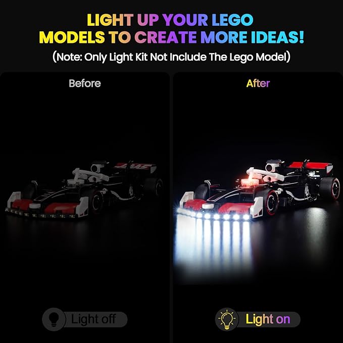 Upgraded Led Light Kit Compatible with Lego MoneyGram Haas F1 Team VF-24 Race Car Building Set Lights Decoration Compatible with Lego 77250 (Model Not Included)