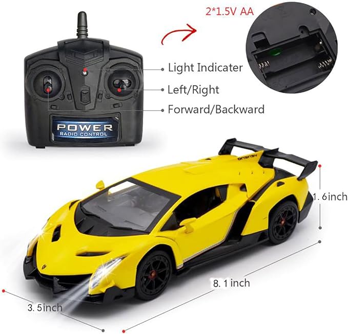 Remote Control Car RC Cars Racing Car 1:18 Licensed Toy RC Car Compatible with Lamborghini Model Vehicle for Boys 678 Years Old Yellow