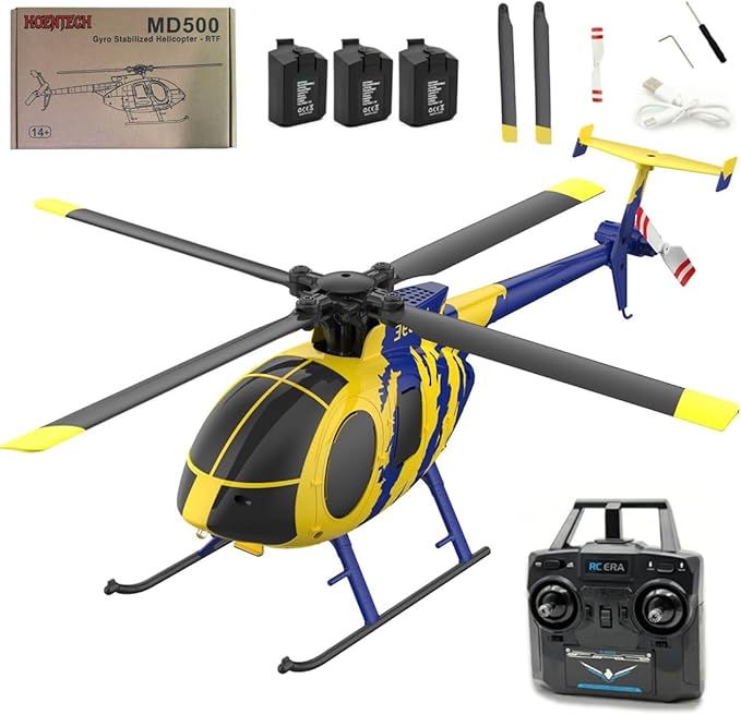 RC ERA C184 MD500 RC Helicopter for Beginners Gyro &amp Optical Sensor Stabilized Easy to Fly 2.4GHz 4CH Flybarless RTF Remote Control Helicopter