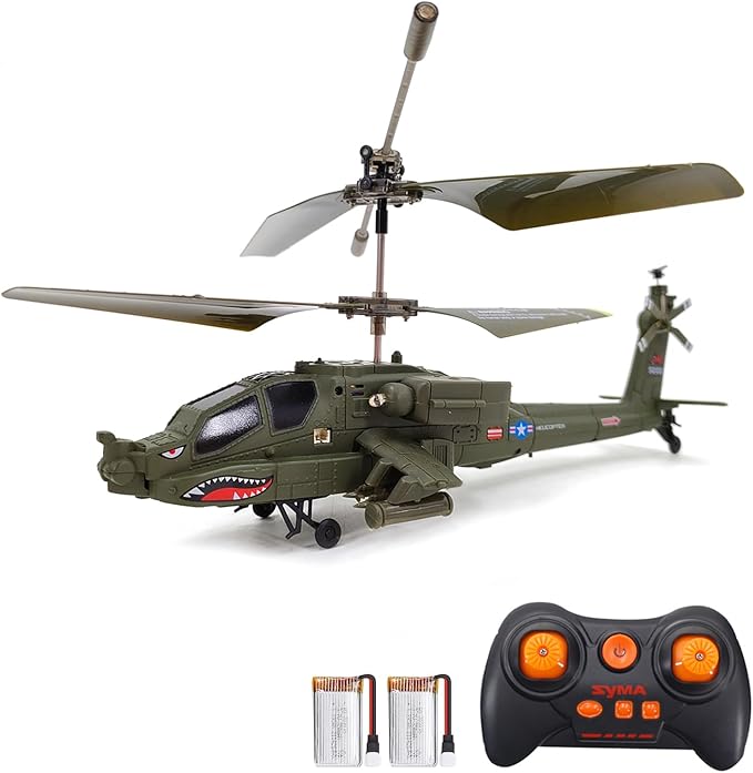 Remote Control Helicopter S109H RC Helicopters with Altitude Hold One Key Take Off/Landing LED Light Low Battery Reminder Gyro 2.4GHz RC Army Military Helicopter with 2 Batteries