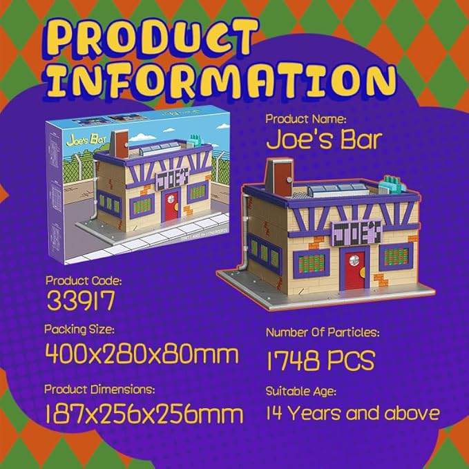 Simpasan Modular Building KitJoe's Bar Building Set for Adult Ideas Gift for Fans Movie Building House Sets Diner Brick Building Blocks for Adults(1748 Pieces)