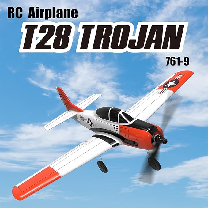 Volantexrc RC Airplane 2.4Ghz 4 Channel Remote Controlwith Aileron T28 Trojan Parkflyer RC Aircraft PlaneReady to Fly with Xpilot Stabilization SystemPerfect for Beginners