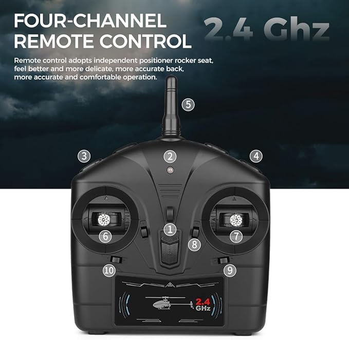 FunXylophy WL K170 RC Helicopter 2.4G 4CH Flybarless 6-Axis Gyroscope Altitude Hovering RC Military Helicopter with Display Stand and Apron Takeoff Landing Pads (RTF Version)