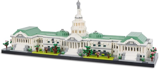 Geniteen Micro Building Blocks Architecture United States Capitol Building Kit 3630 PCS Famous Landmark Model Building Toy Set Gift for Adults and Kids
