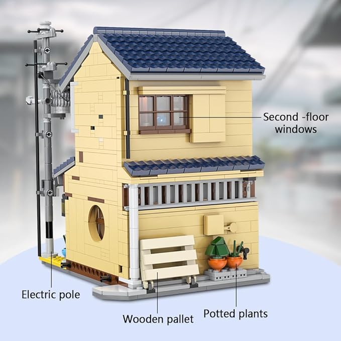 CaDA Japanese Style Tea House Building Block Master C66010W Japan Street Shop Brick Set with Lights 1200PCS Modular House Idea Gift for Boys Adults