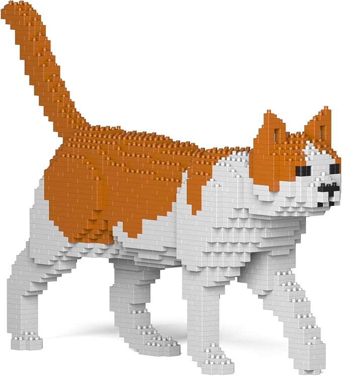 JEKCA Cat 11S-M03 | Orange and White Cat Plastic Building Blocks | Age 14+