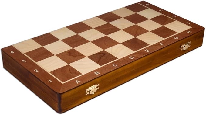 Wegiel Handmade European Professional Tournament Chess Set - Wooden 21 Inch Folding Board with Felt Base &amp Hand Carved Chess Pieces - Compartment Inside The Board to Store Each Piece