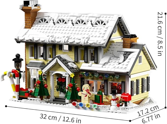 Winter Christmas Holiday House Building Set Holiday Village Blocks Christmas House Gifts for Adults and Teen (1431pcs)