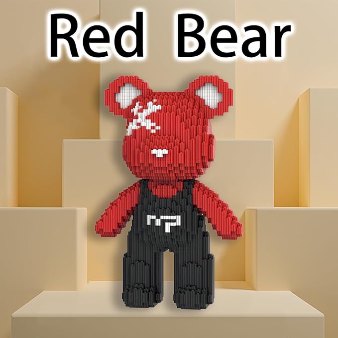 Teddy Red Bear Micro Building Blocks Set(4500Pieces) Christmas Bear Winktoys Building Blocks Gift for Adult and Kid