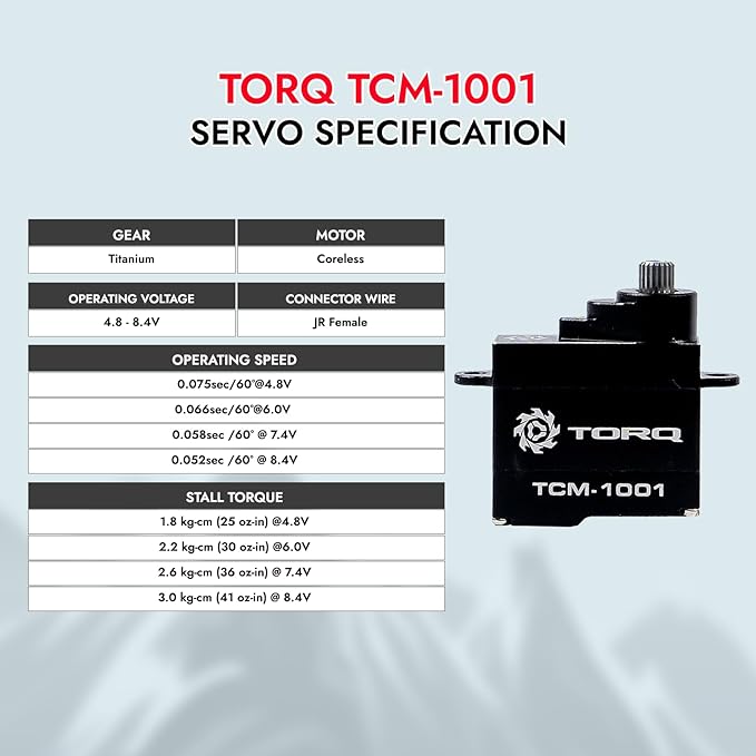 Helidirect TORQ Servo Coreless Micro Servo for Losi Micro B Upgrades Mini Z 1/27 1/28 RC Cars Brushed Mini RC Buggy 1/24 Scale Accessories High Torque Precision Scale (TCM-1001 with Car Horn &amp Mou