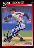 Autograph Warehouse 245170 Scott Erickson Autographed Baseball Card - Minnesota Twins 1991 Score - No. 812