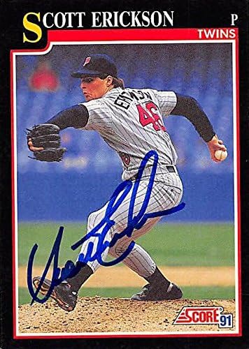 Autograph Warehouse 245170 Scott Erickson Autographed Baseball Card - Minnesota Twins 1991 Score - No. 812