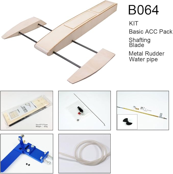 Viloga High Speed RC Boat for Pools and Lakes - 495mm Outrigger Wooden Shrimp DIY Brushless Racing Kit to Build for Adults (B064)