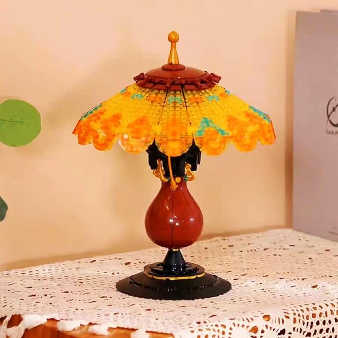 Retro Table Lamp Toy Building Set Home Décor Accessory for Adults Building Blocks Set for Couples Ideas Gift for Mother's Day Decoration 804 Pieces (Mini Building Blocks)