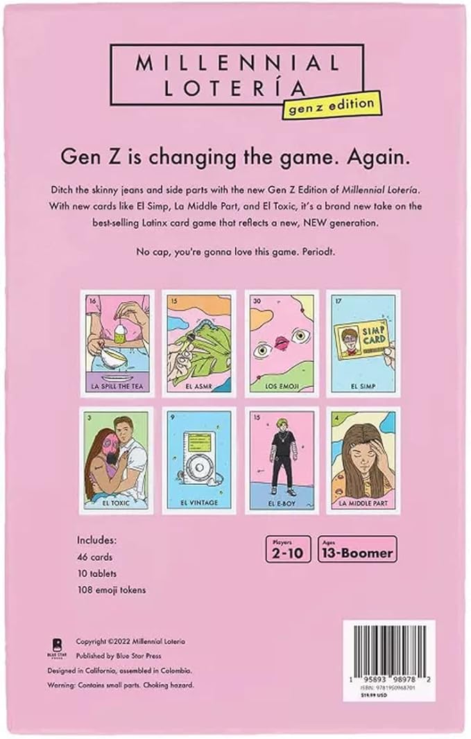 Blue Star Press Millennial Loteria Board Game: Gen Z Edition