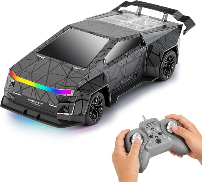 Remote Control CarAll Terrain 2.4GHz RC Truck for 3-12 Year Old Boys Electric Vehicle RC Car with LED Lights for Kids Birthday Gifts for Kids (Gray)
