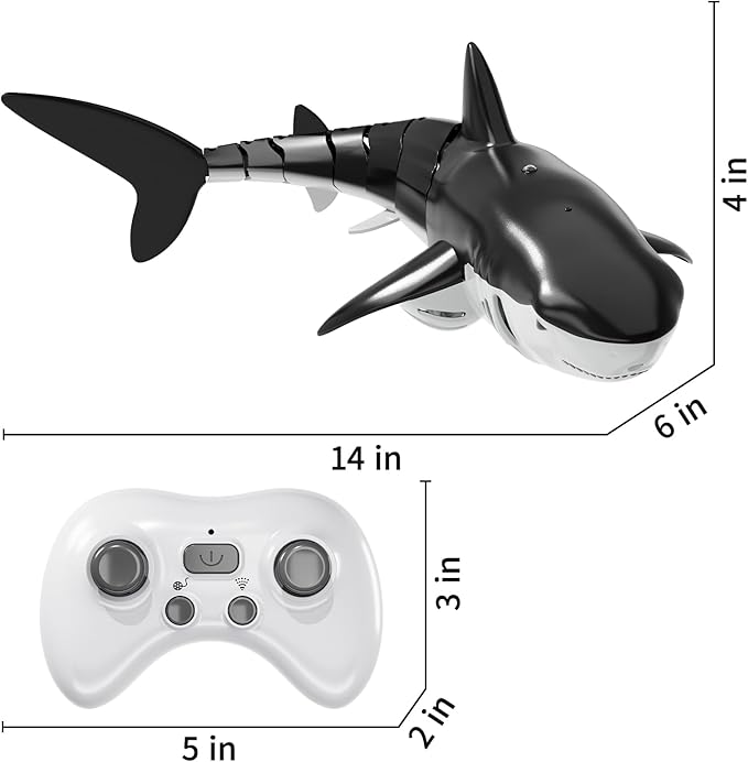 TEMI Remote Control Shark Toy for Kids Boys 3-5 Simulation RC Sharks with Light Water Spraying RC Boat for Lake Bathroom Pool Christmas Birthday Gifts for Aged 3 4 5 6 7 8 9 Girls Toddlers(Black)