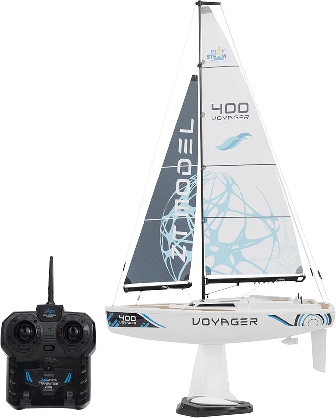Voyager 400 2.4GHz RC Motor Powered Sailboat in Blue - 26 Tall