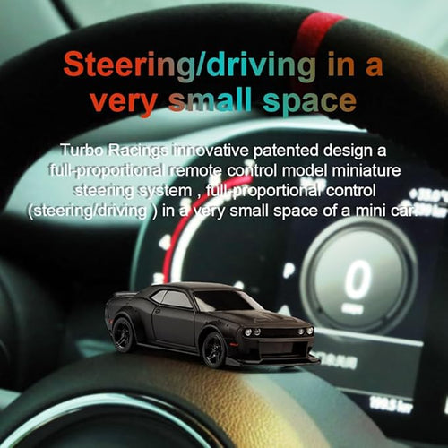 1:76 Turbo Racing Scale RC Sport Car Table Racing Remote Control Mini Model Car Full Proportional RTR Kit Toys (C75-black)