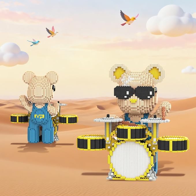 DAHONPA Drum kit Cool Bear Micro Animal Building Blocks Set (5000 Pieces) Gift for Adults