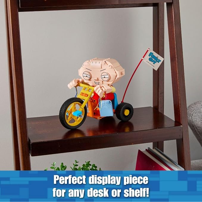 Brickcraft Family Guy Stewie on Trike Building Kit 429 Piece Construction Set Collectible Figure &amp TV Show Memorabilia Gift for FansKids and Adult Builders Ages 8+ for Display on Desk Shelf or