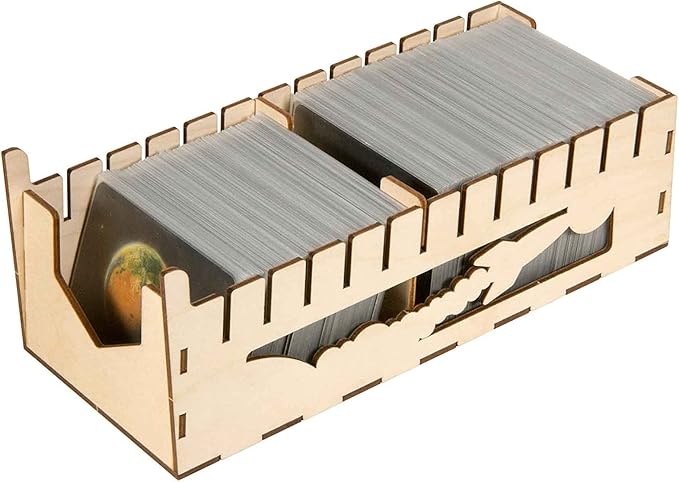 The Broken Token Terraforming Mars Compatible Expansions Game Organizer - Wood Storage Box with Multiple Trays &amp Card Shoe - Wooden Game Organizer