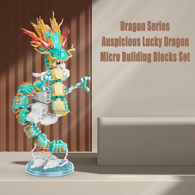 Dragon Series Auspicious Lucky Dragon Micro Building Blocks Set （2860PCS）-Building Set Model Toys Gifts for Kid and Adult