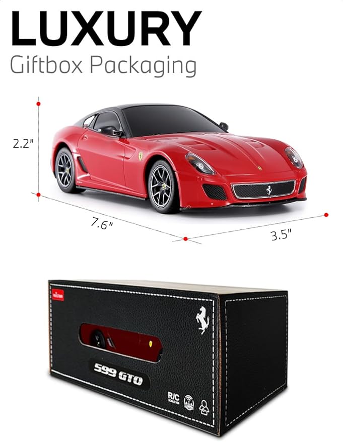 RASTAR 46400 1/24 Ferrari 599 GTO RC Car - Ideal Gifts for Play &amp Display - Officially Licensed Toy Car Model with Remote Controller for Kids Teens &amp Adults - Red