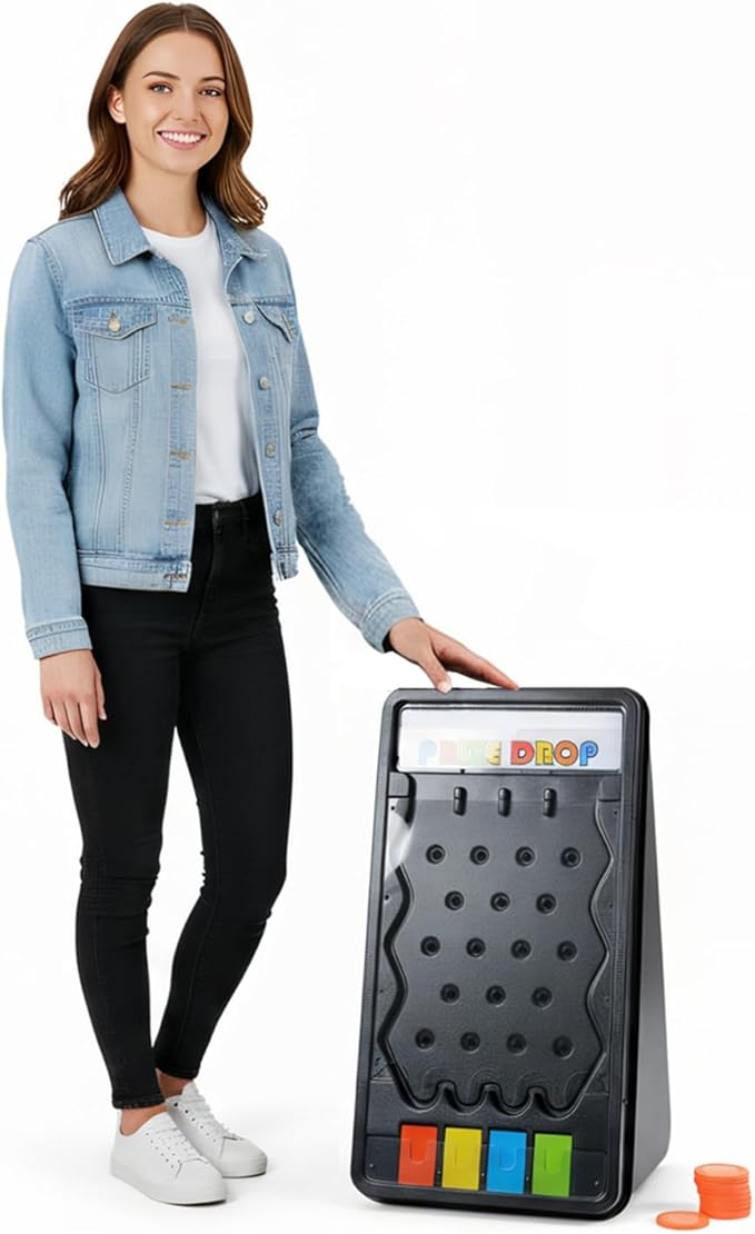 Mini Tabletop Prize Drop Board Game 25x14 Plinko Board Foldable Stand with Customizable 8 Playing Pucks for Carnival Tradeshow Party