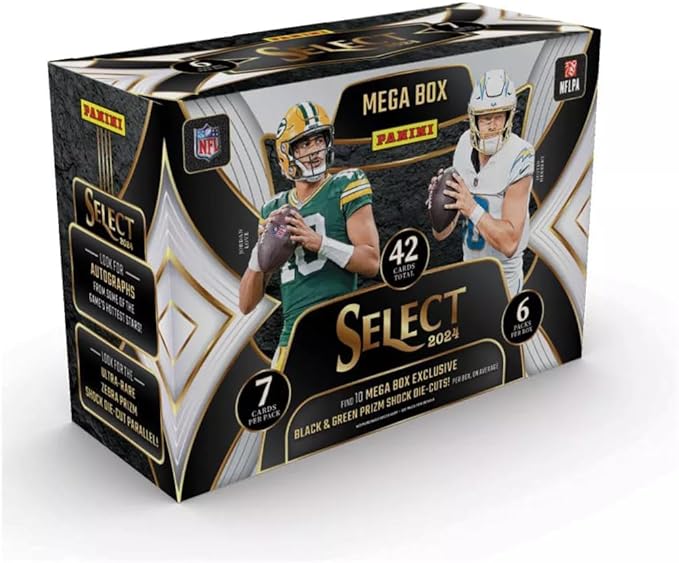 2024 Panini Select Football Mega Trading Card Box (Black &amp Green Prizm Shock Die Cuts)