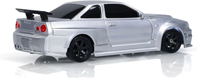 TOUCAN RC HOBBY Remote Control Race Car 1/43 RTR with Gyro RC Drift Car 4WD Traffic Cones for Indoor Outdoor (Silver)