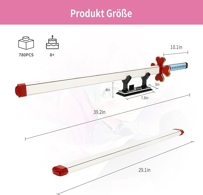 TOY PLAYER Demon Sword Toy Building Set Kanroji Mitsuri Sword with Scabbard and Stand Katana Building Set Gift for Anime Fans (956Pcs)