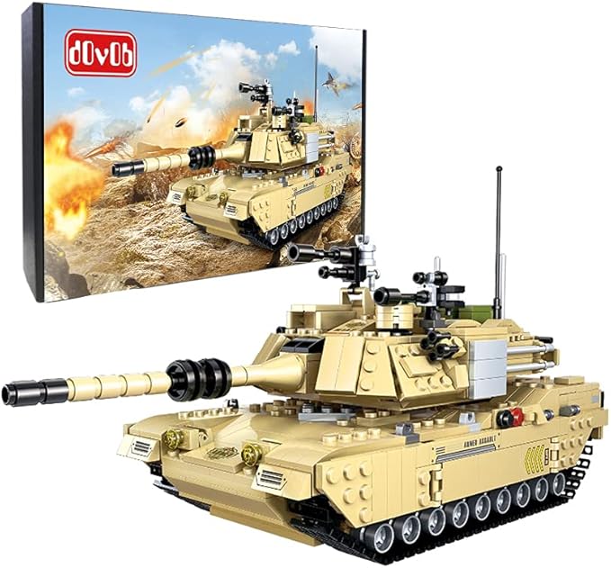 dOvOb Army Tank Building Block(1080 PCS)WW2 Military M1A2 Abrams Tank Model with Soldier FiguresToys Gifts for Kid and Adult
