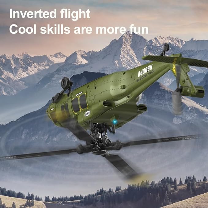 Black-Hawk K200 Brushless RC Helicopter 2.4G 6CH 6-Axis Gyro Military Aircraft with Optical Flow Positioning Altitude Hold &amp Inverted Flight for Adults -3 Battery/RTF