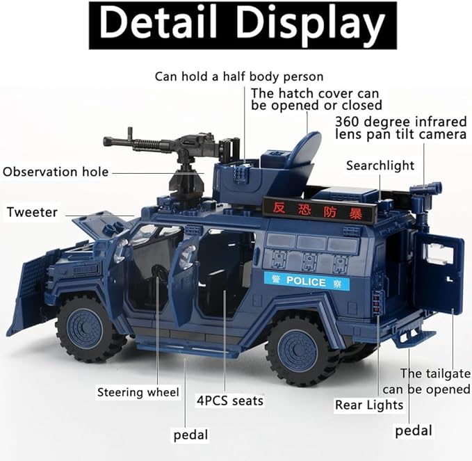 4 in 1 SWAT Armored Vehicle Building Block Building Toys for Age 8-12 Army Military Vehicle Brick Special Police Car Model Toys Gifts for Boys