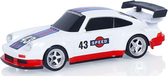 1/43 High Speed 2.4 GHz Mini RC Drift Car with 4 Wheel Drive Motor ESC Servo Motor Lighting Battery Charging Cable Gyroscope Hobby Grade Model for Birthday Gift