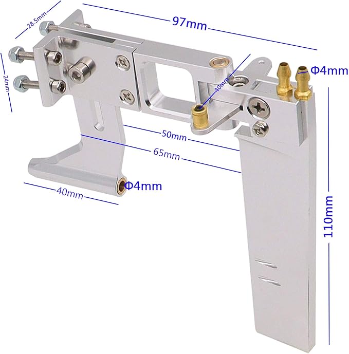 110mm Aluminum Alloy Water Absorbing Steering RC Boat Rudder with 4mm Shaft Axle Strut Mount Bracket Kit HolderDual Water Pickup