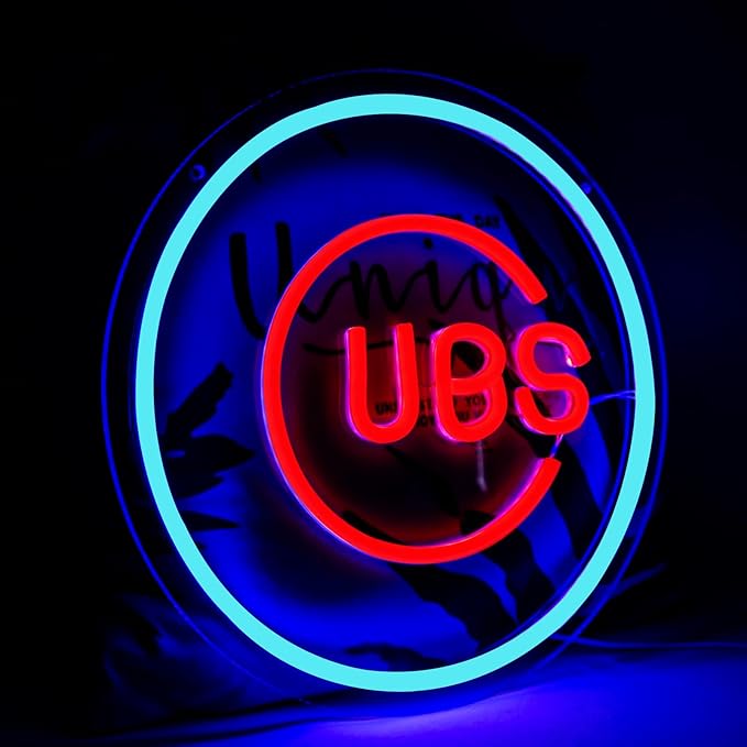 Balanar Cubs Neon Sign Baseball for Sport Club Wall Decor Baseball LED Sign Neon Light For Man Cave Garage Decoration Red Neon Sign For BarDorm RoomParty DecorationGame Room Decoration