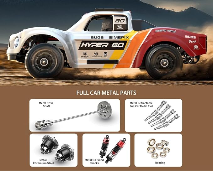 Brushless RC Car MJX Hyper Go 14211 1:14 Scale 70km/h High Speed RC Truck 4WD For Adults 4X4 Off Road RC Truck 2.4Ghz Remote CNC Chassis &amp Oil Shocks Electric Powered Fast Remote Control Car