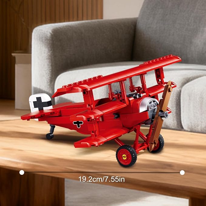 DAHONPA Fokker DR-1S Building Block Plane Set Airplane Model 281 Pieces Toy Military Army Airplane Building Bricks for Adults