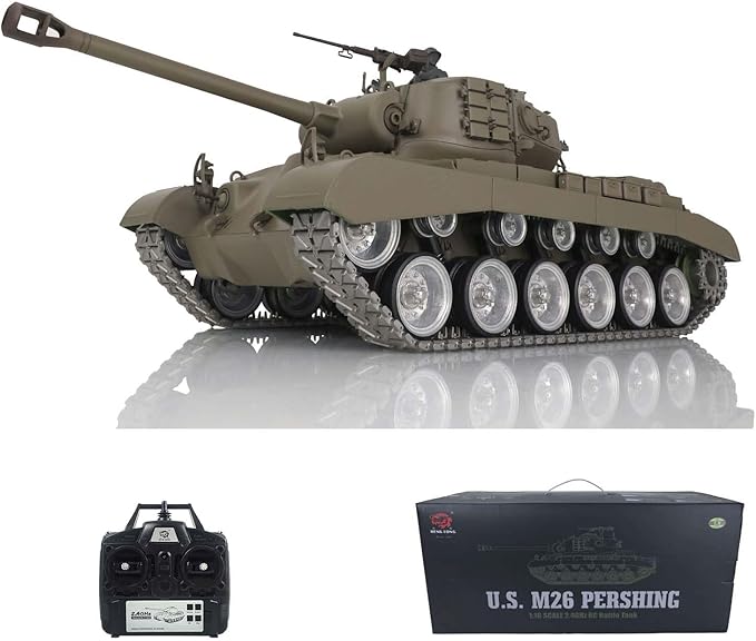 TOUCAN RC HOBBY US in Stock Henglong 1/16 7.0 Customized M26 Pershing RTR RC Tank 3838 Metal Tracks Wheels BB Airsoft That Shooting BB Bullets