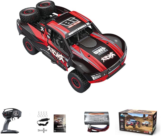 RD12 1/12 Scale 4WD Full-Proportional Brushed RC Drift Car with Gyroscope 7-Color LED Roof Light &amp Front/Rear LEDs Indoor/Outdoor Racing Car Gift for Adults &amp Teens (Red)