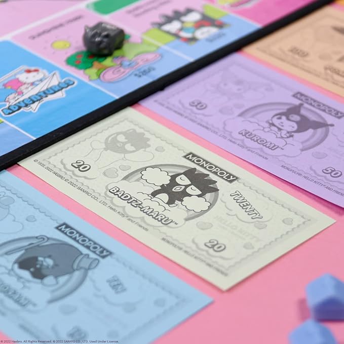 Monopoly: Hello Kitty and Friends Buy Sell Trade Buildings from The Animated Series Featuring My Melody Badtz-Maru Keroppi Classic Monopoly Game Officially-Licensed Hello Kitty Merchandise