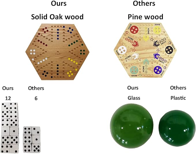Solid Oak Double Sided Marble Board Game Hand Painted by Cauff (16 inch Oak)
