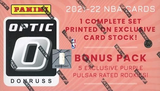 2021/22 Panini Donruss Optic Basketball HUGE 205 Card Factory Sealed Factory Set with (5) EXCLUSIVE PURPLE PULSAR Rated Rookies! Includes Rookies of Cade Cunningham Franz Wagner Jalen Green &amp Mo