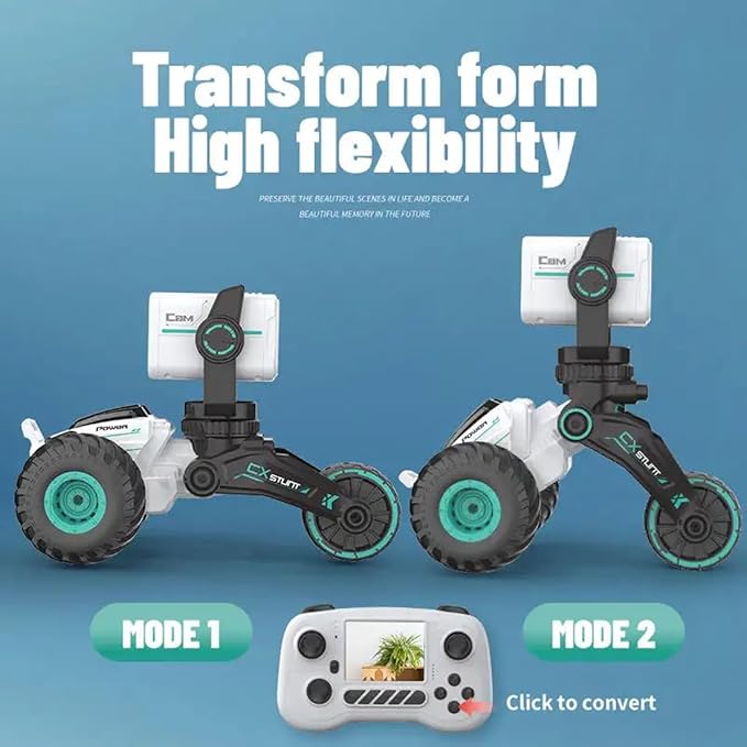 RC Car with Camera RC Stunt Car with 720P HD FPV Camera 2-Way Talk 360° Spins &amp LED Lights App Control RC Truck Adjustable Camera2 Rechargeable Batteries (60 Mins Play) Gift for Kids &amp A